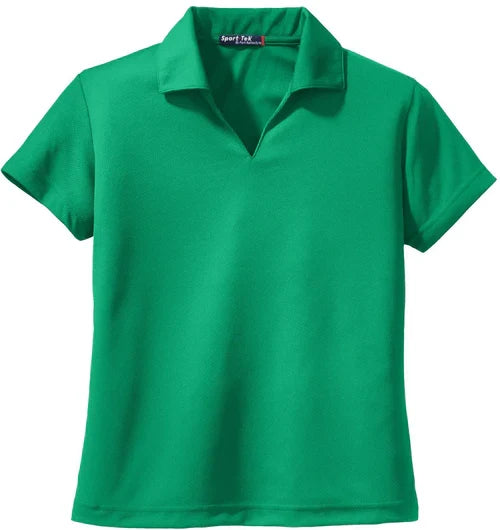 Sport-Tek Ladies Dri-Mesh V-Neck Polo with custom logo embroidery