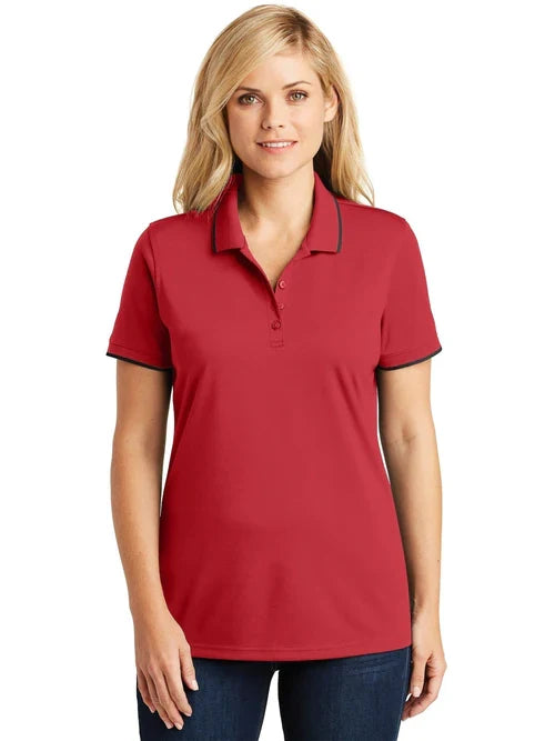 Port Authority Ladies Dry Zone UV Micro-Mesh Tipped Polo with custom logo embroidery