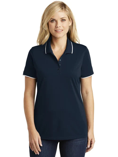 Port Authority Ladies Dry Zone UV Micro-Mesh Tipped Polo with custom logo embroidery