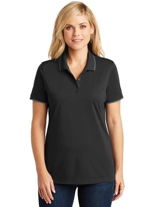 Port Authority Ladies Dry Zone UV Micro-Mesh Tipped Polo with custom logo embroidery