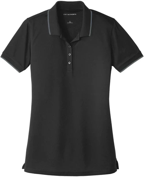 Port Authority Ladies Dry Zone UV Micro-Mesh Tipped Polo with custom logo embroidery