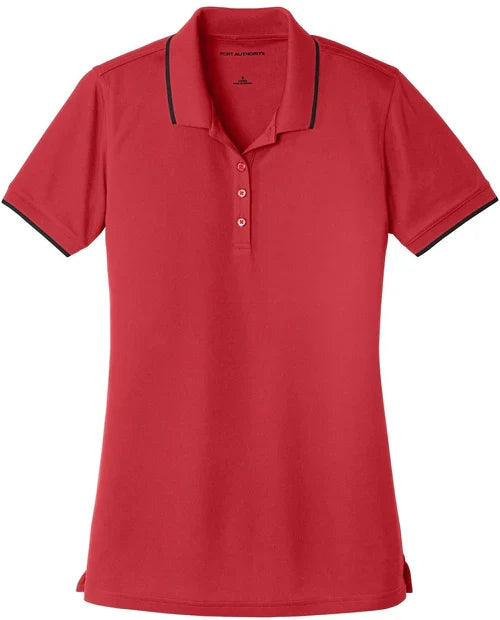 Port Authority Ladies Dry Zone UV Micro-Mesh Tipped Polo with custom logo embroidery