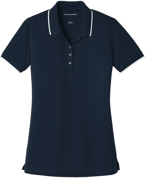 Port Authority Ladies Dry Zone UV Micro-Mesh Tipped Polo with custom logo embroidery
