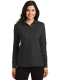 Port Authority Ladies Silk Touch Long Sleeve Polo with custom logo embroidery