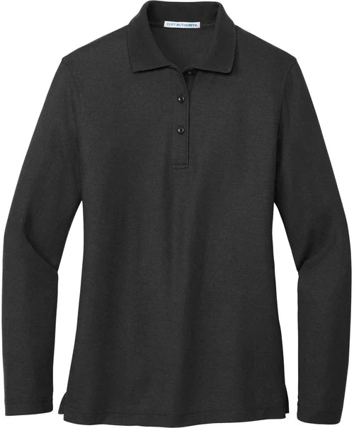 Port Authority Ladies Silk Touch Long Sleeve Polo with custom logo embroidery