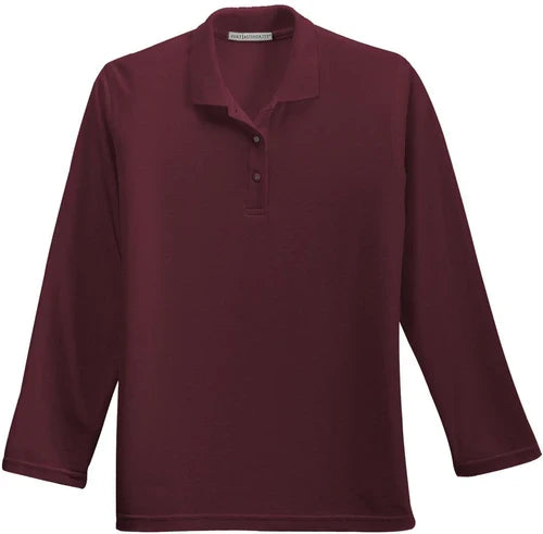 Port Authority Ladies Silk Touch Long Sleeve Polo with custom logo embroidery