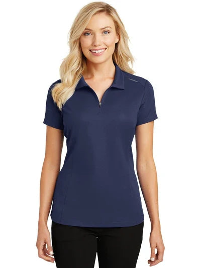 Port Authority Women's Pinpoint Mesh Zip Polo with custom logo embroidery