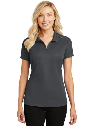 Port Authority Women's Pinpoint Mesh Zip Polo with custom logo embroidery