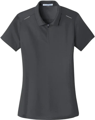 Port Authority Women's Pinpoint Mesh Zip Polo with custom logo embroidery
