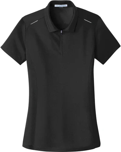 Port Authority Women's Pinpoint Mesh Zip Polo with custom logo embroidery