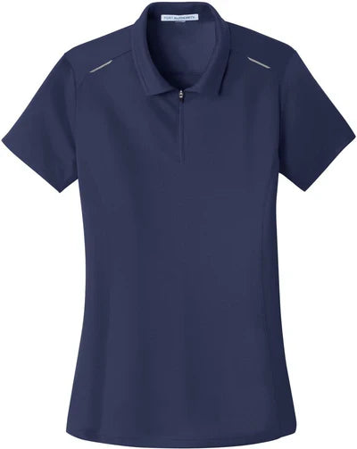 Port Authority Women's Pinpoint Mesh Zip Polo with custom logo embroidery
