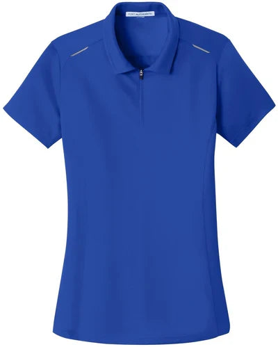 Port Authority Women's Pinpoint Mesh Zip Polo with custom logo embroidery