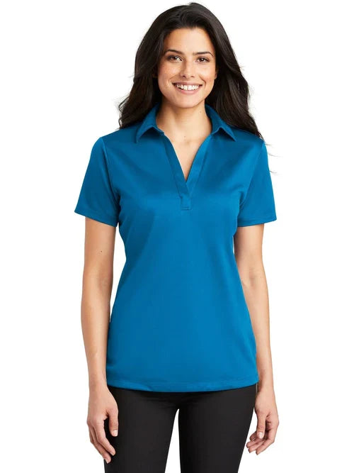 Port Authority Ladies Silk Touch Performance Polo with custom logo embroidery