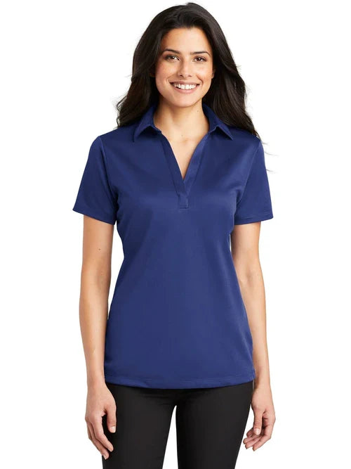 Port Authority Ladies Silk Touch Performance Polo with custom logo embroidery