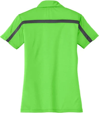 Port Authority Women's Silk Touch Performance Colorblock Stripe Polo with custom logo embroidery