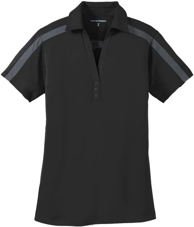 Port Authority Women's Silk Touch Performance Colorblock Stripe Polo with custom logo embroidery