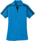 Port Authority Women's Silk Touch Performance Colorblock Stripe Polo with custom logo embroidery