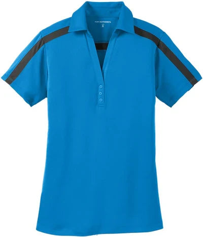 Port Authority Women's Silk Touch Performance Colorblock Stripe Polo with custom logo embroidery