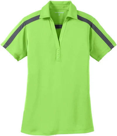 Port Authority Women's Silk Touch Performance Colorblock Stripe Polo with custom logo embroidery