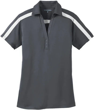 Port Authority Women's Silk Touch Performance Colorblock Stripe Polo with custom logo embroidery