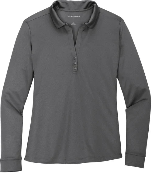 Port Authority Ladies Silk Touch Performance Long Sleeve Polo with custom logo embroidery