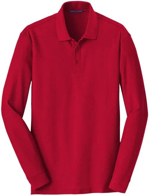Port Authority Long Sleeve Core Classic Pique Polo with custom logo embroidery