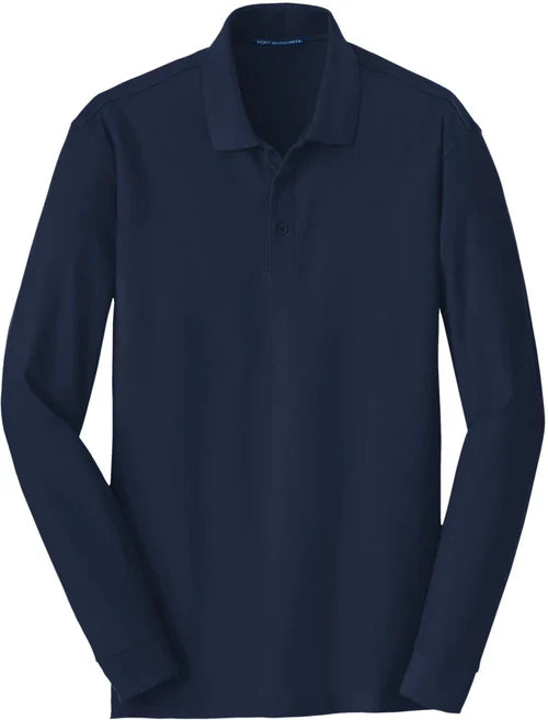 Port Authority Long Sleeve Core Classic Pique Polo with custom logo embroidery