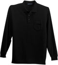 Port Authority Silk Touch Long Sleeve Polo with Pocket with custom logo embroidery