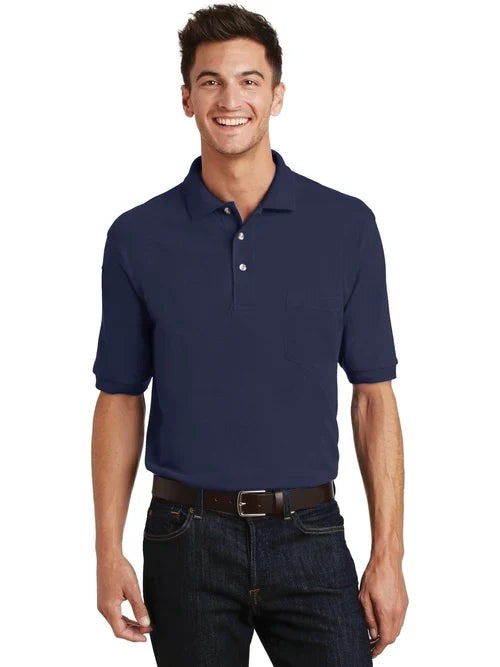 Port Authority Heavyweight Cotton Pique Polo with Pocket with custom logo embroidery