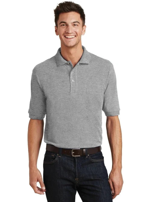 Port Authority Heavyweight Cotton Pique Polo with Pocket with custom logo embroidery