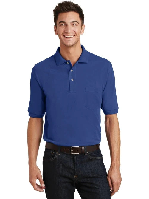Port Authority Heavyweight Cotton Pique Polo with Pocket with custom logo embroidery