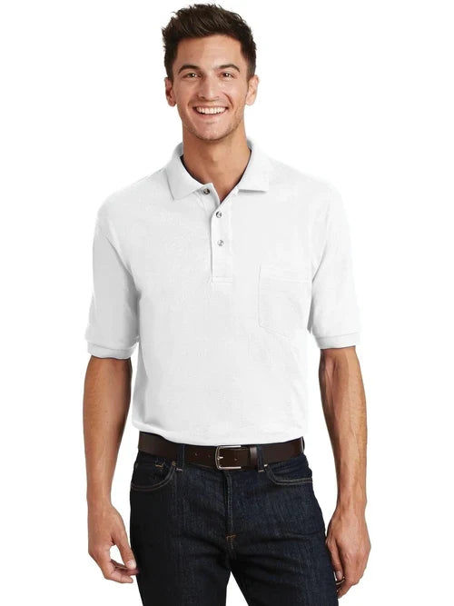 Port Authority Heavyweight Cotton Pique Polo with Pocket with custom logo embroidery