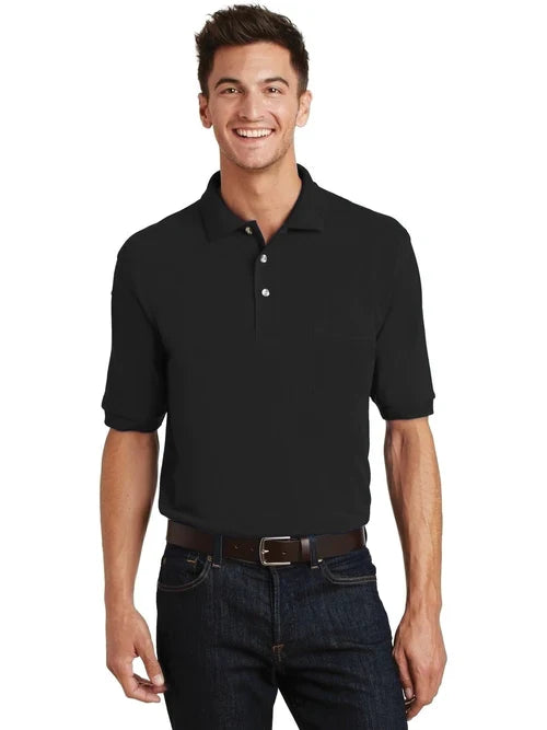 Port Authority Heavyweight Cotton Pique Polo with Pocket with custom logo embroidery