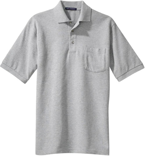 Port Authority Heavyweight Cotton Pique Polo with Pocket with custom logo embroidery