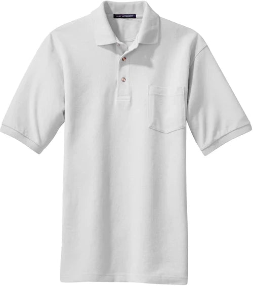 Port Authority Heavyweight Cotton Pique Polo with Pocket with custom logo embroidery