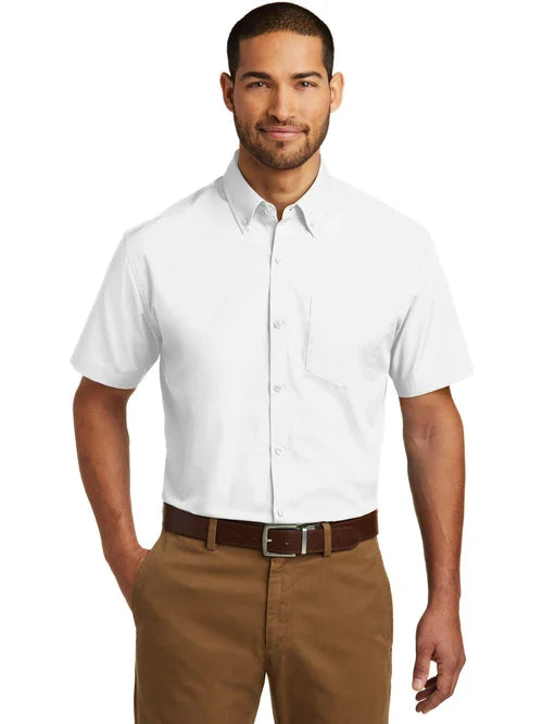 Port Authority Short Sleeve Carefree Poplin Shirt with custom logo embroidery