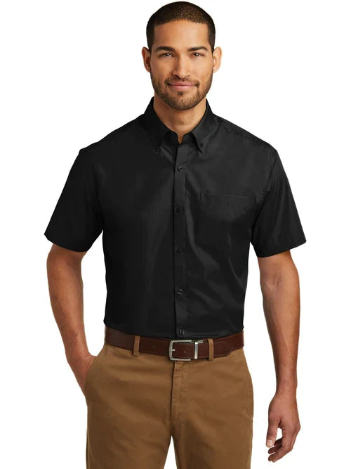 Port Authority Short Sleeve Carefree Poplin Shirt with custom logo embroidery
