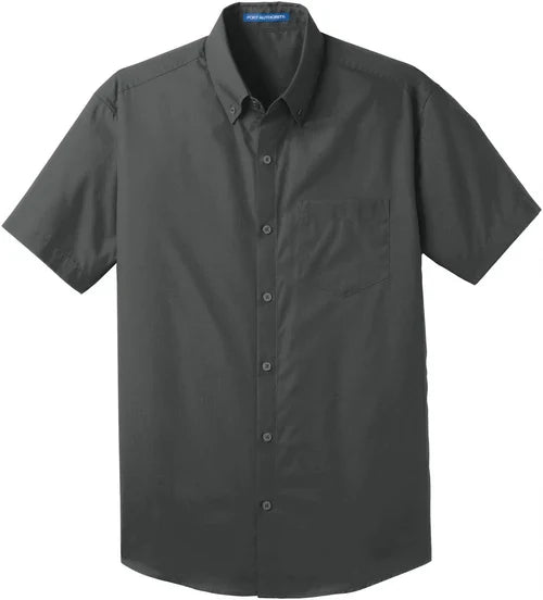 Port Authority Short Sleeve Carefree Poplin Shirt with custom logo embroidery