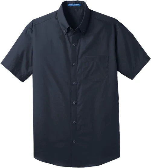 Port Authority Short Sleeve Carefree Poplin Shirt with custom logo embroidery
