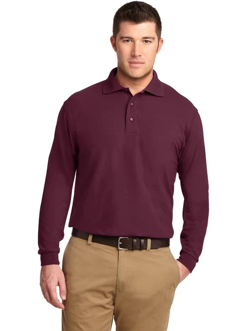 Port Authority Silk Touch Long Sleeve Polo with custom logo embroidery