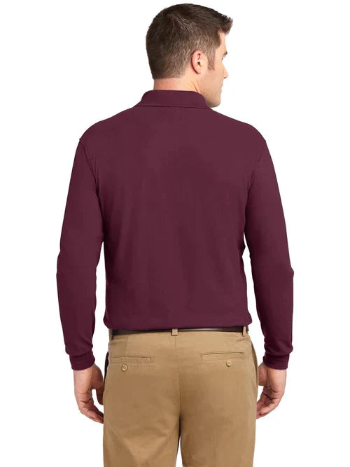 Port Authority Tall Silk Touch Long Sleeve Polo with custom logo embroidery
