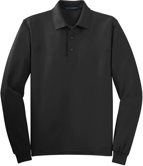 Port Authority Silk Touch Long Sleeve Polo with custom logo embroidery