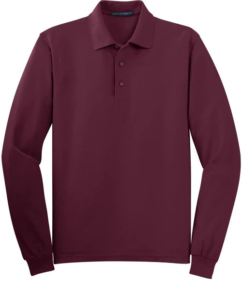 Port Authority Silk Touch Long Sleeve Polo with custom logo embroidery