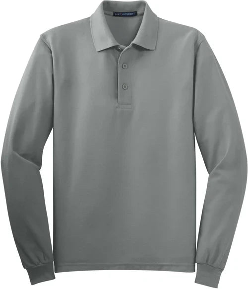Port Authority Silk Touch Long Sleeve Polo with custom logo embroidery