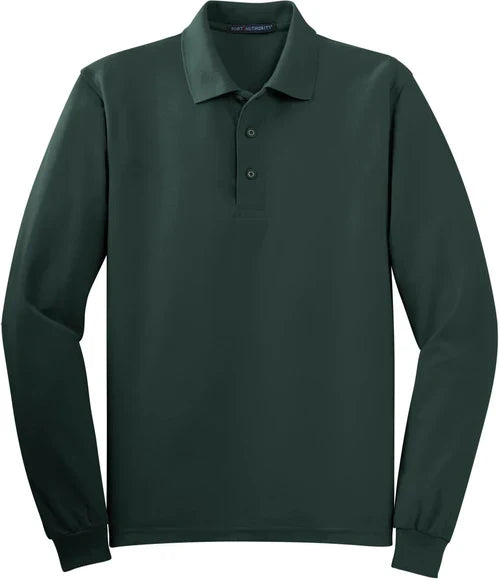 Port Authority Silk Touch Long Sleeve Polo with custom logo embroidery