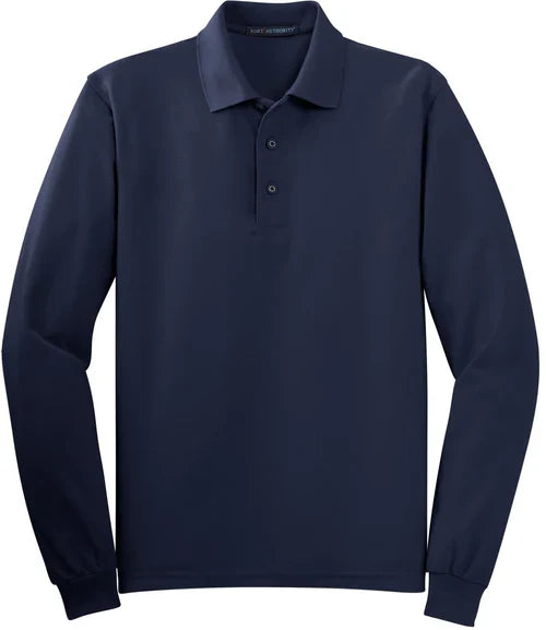 Port Authority Silk Touch Long Sleeve Polo with custom logo embroidery