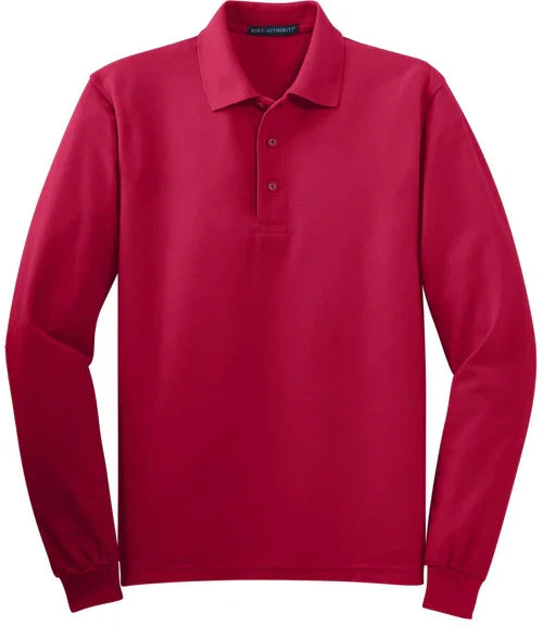 Port Authority Silk Touch Long Sleeve Polo with custom logo embroidery