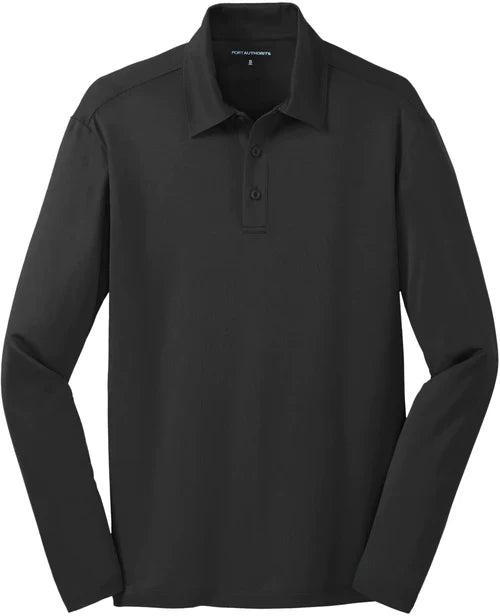 Port Authority Silk Touch Performance Long Sleeve Polo with custom logo embroidery