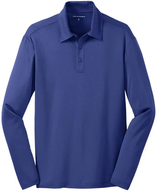 Port Authority Silk Touch Performance Long Sleeve Polo with custom logo embroidery