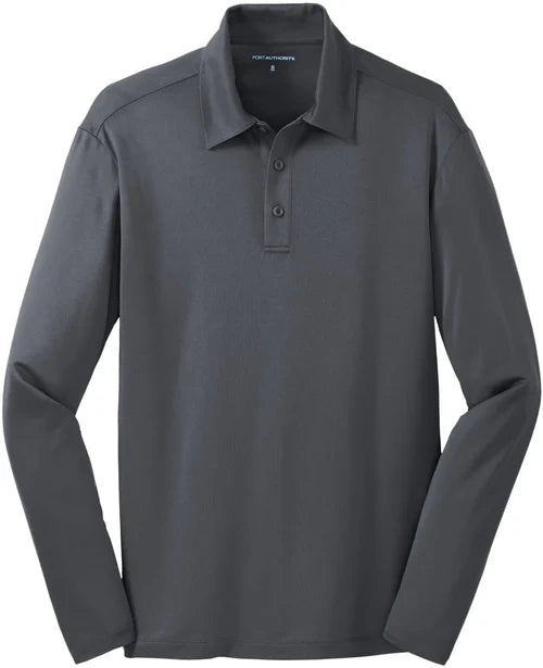Port Authority Silk Touch Performance Long Sleeve Polo with custom logo embroidery